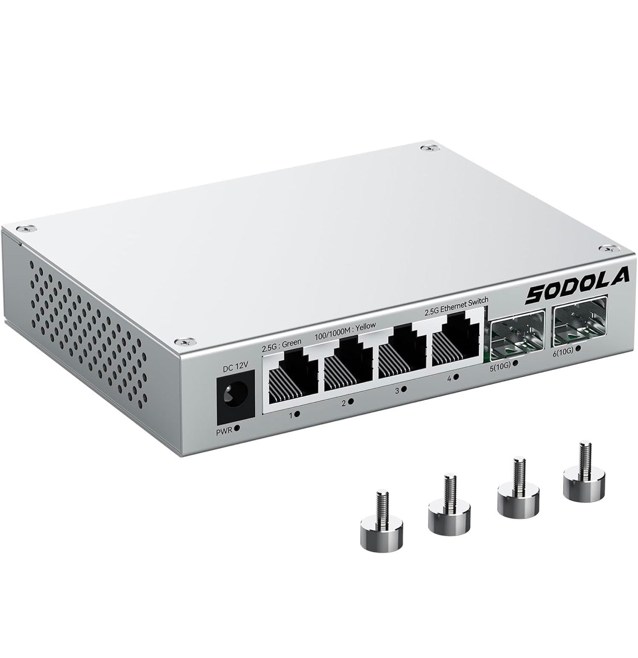 SODOLA 2,5 Gbit Media-Konverter / Switch – 4× 2,5 Gbit/s NBASE-T/RJ45 + 1× 10 Gbit/s SFP+