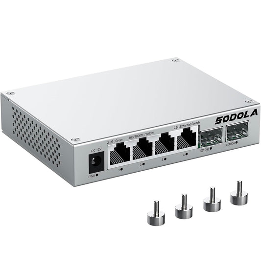 2,5 Gbit Media-Konverter / Switch – 4× 2,5 Gbit/s NBASE-T/RJ45 + 1× 10 Gbit/s SFP+